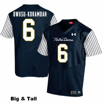 Notre Dame Fighting Irish Men's Jeremiah Owusu-Koramoah #6 Navy Under Armour Alternate Authentic Stitched Big & Tall College NCAA Football Jersey NTR3899AQ